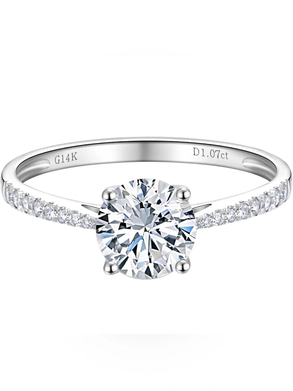 1 CTW Diamond Solitaire Ring Solid 14K White Gold D-F VVS-VS Round Cut